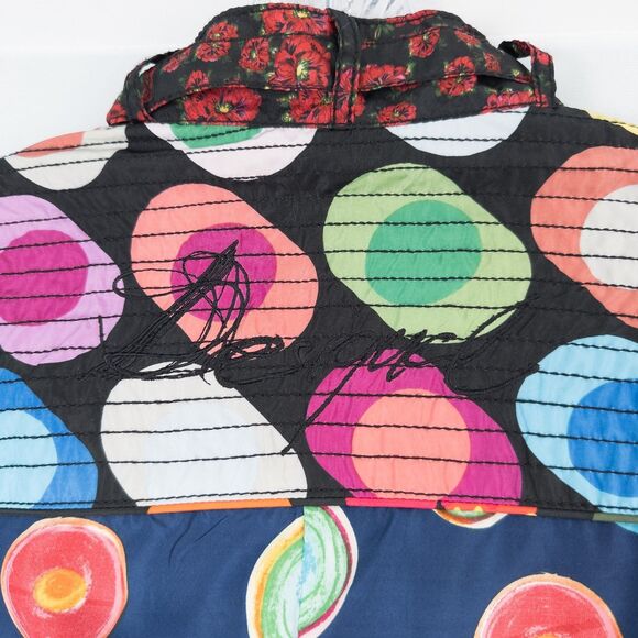 Desigual Embroidered Bomber Jacket Windbreaker Womens 40 Avant Garde Floral - Picture 12 of 16